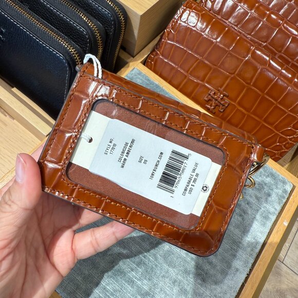 Tory Burch Thea Flap Card Case 177010 Warm Amber $200 - Picture 2 of 4